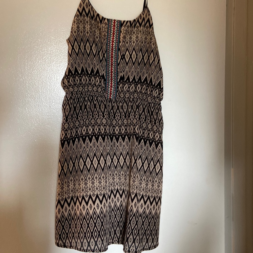 Sexy Black and Tan geo print dress